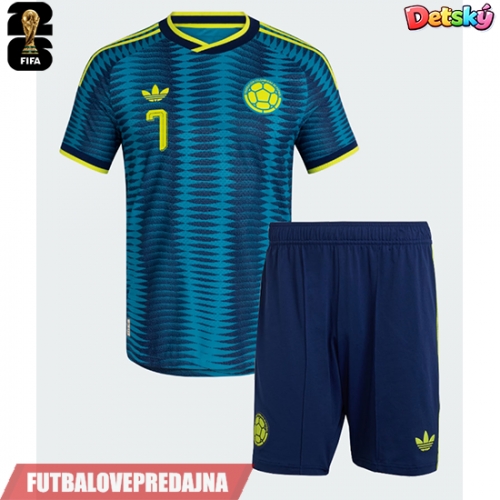 Lacne Dětský Futbalové dres Kolumbia Luis Diaz #7 MS 2026 Krátky Rukáv - Preč (+ trenírky)